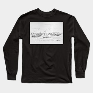 Boats on New Quay Beach Long Sleeve T-Shirt